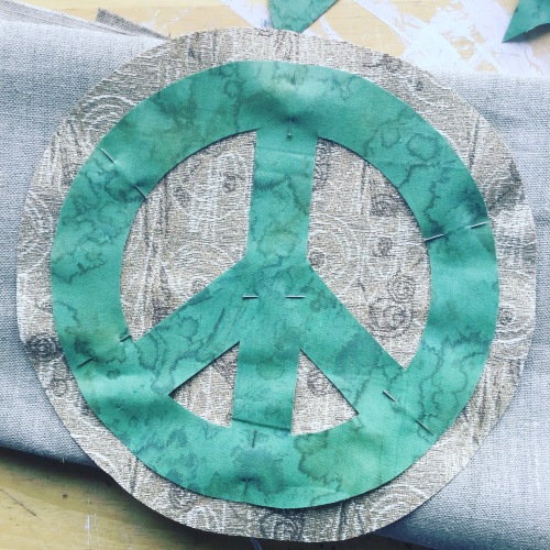 photo of my peace sign patch in progress